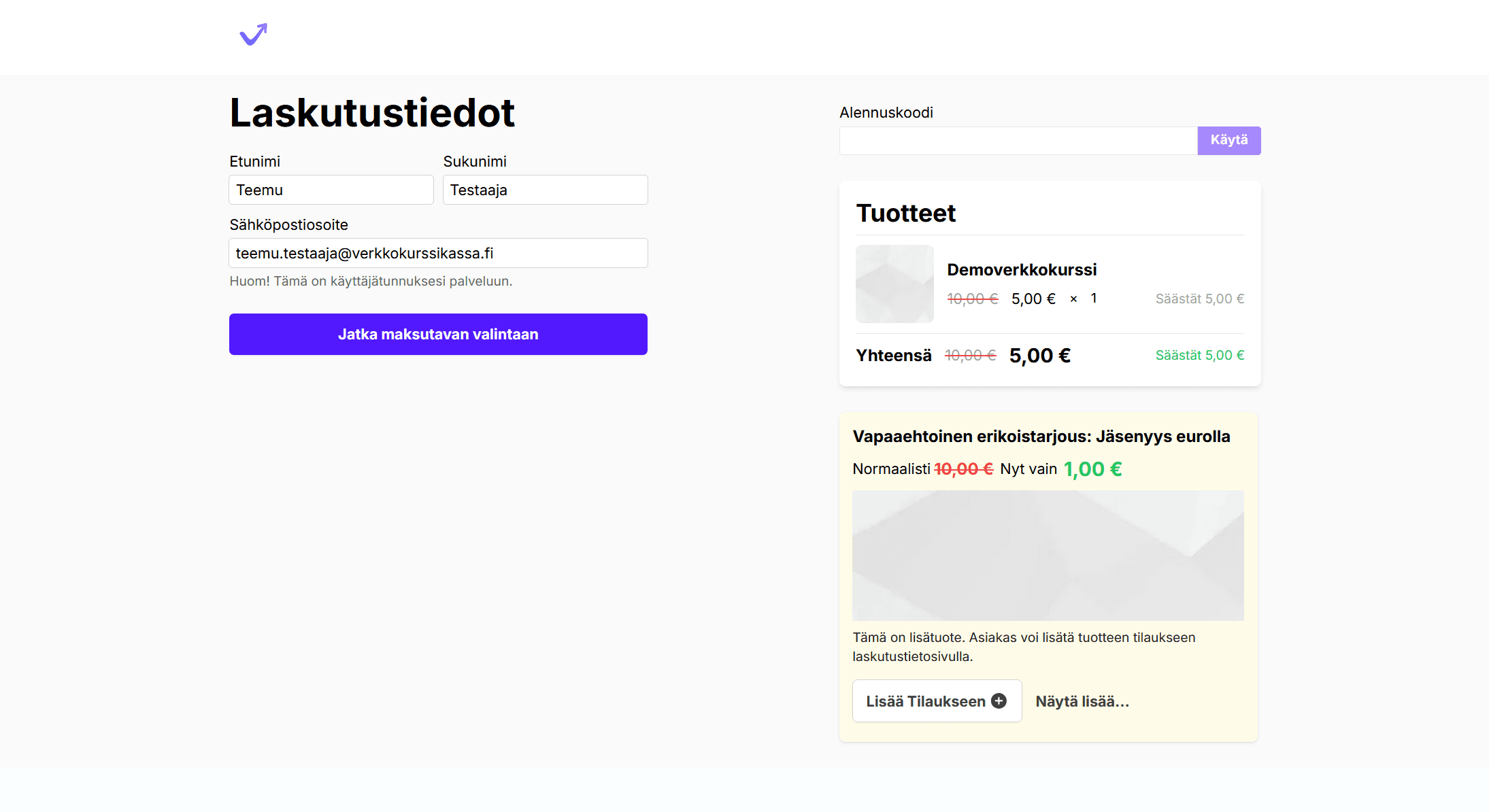 Add-On Prouct on a Checkout