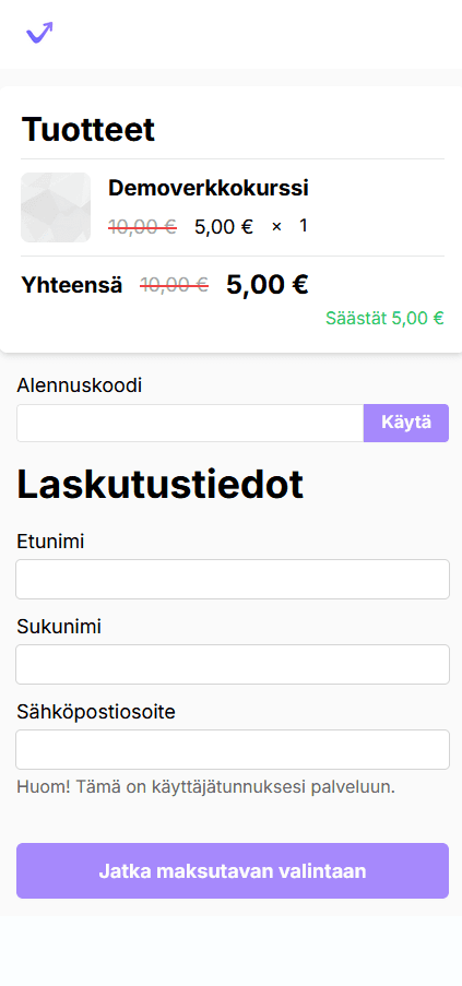 The checkout is responsive and optmized for mobile devices.